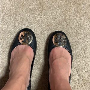 Tory Burch black slides with medallion